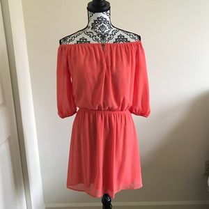 Coral Off-the-Shoulder Dress